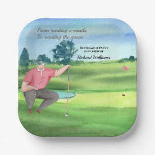 Assiettes En Carton Retraite Golf Man Lire l'aquarelle verte