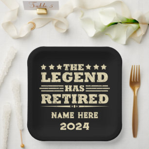 Assiettes En Carton Retraite personnalisée La légende a pris sa retrai