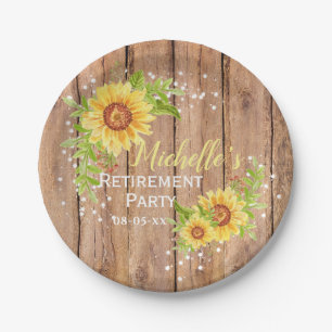 Assiettes En Carton Retraite rustique Fleur de tournesol Floral