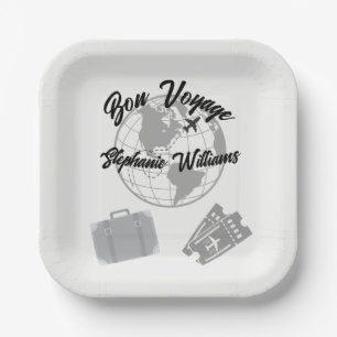 Assiettes En Carton Retraite Voyage Thème Partie Bon Voyage Globe