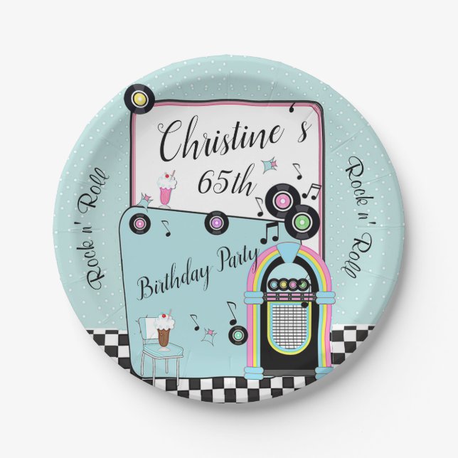 Assiettes En Carton Retro 1950's Diner Birthday Any Age (Devant)