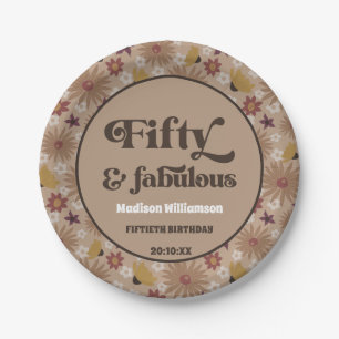 Assiettes En Carton Retro 1970 Floral 50 & Fabuleux Anniversaire Papie