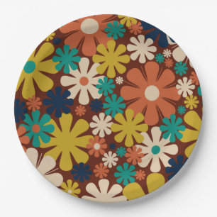 Assiettes En Carton Retro 60s les années 70 esthétique motif floral