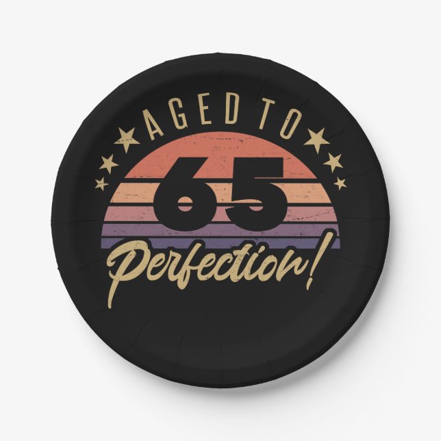 Assiettes En Carton Retro 65e Humour d'anniversaire (Devant)