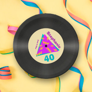 Assiettes En Carton Retro 80s Thématique 40e Anniversaire Faux Record