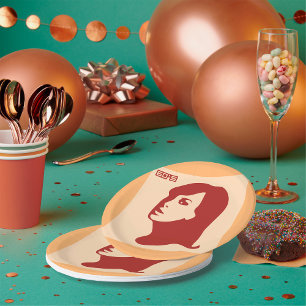 Assiettes En Carton Rétro années 1960 minimaliste femme Illustration A