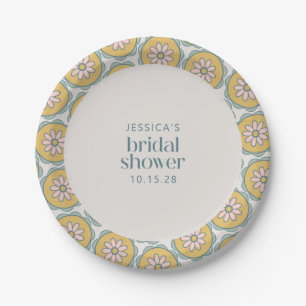Assiettes En Carton Retro Boho Mandala Floral Pastel Lavage de Noces d