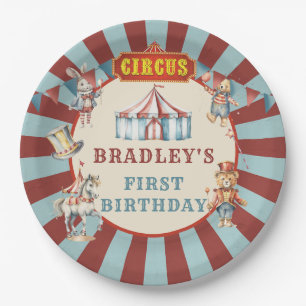 Assiettes En Carton Retro Circus Carnival Animaux Anniversaire