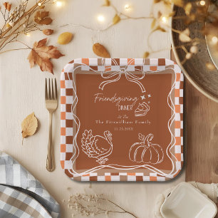 Assiettes En Carton Retro Coquette Friendgiving Thanksgiving