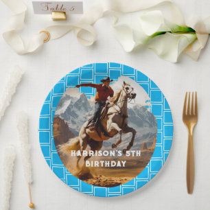 Assiettes En Carton Retro Cowboy et Horse Western