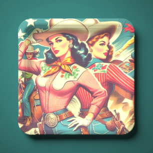 Assiettes En Carton Retro Cowgirls Pin-ups