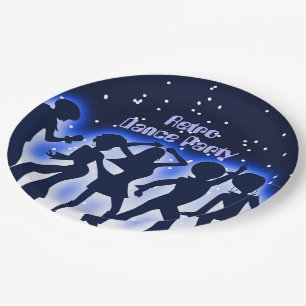 Assiettes En Carton Retro Dance Party Bleu