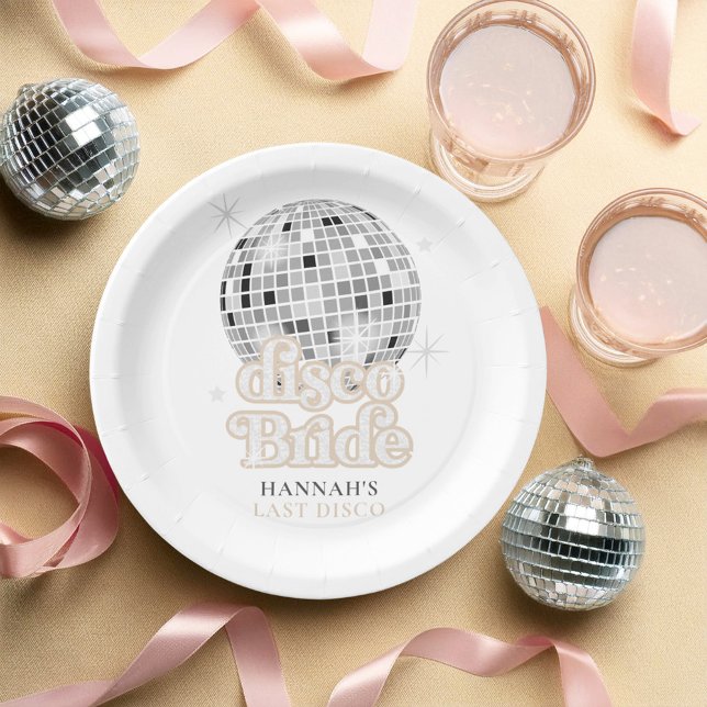 Assiettes En Carton Retro Dernière Mariée Disco Enterrement de Vie de  (Créateur téléchargé)
