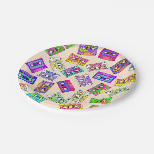 Assiettes En Carton Rétro enregistreurs à cassettes modelés des ann