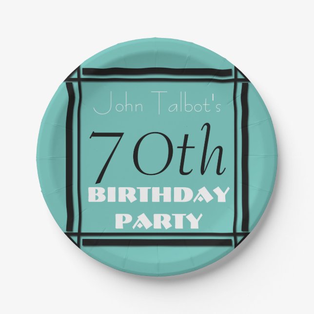 Assiettes En Carton Retro Frame 70e anniversaire Plaque papier fête (Devant)