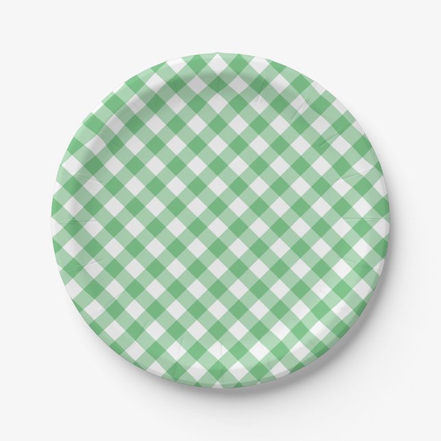 Assiettes En Carton Retro Gingham Summer Green (Devant)