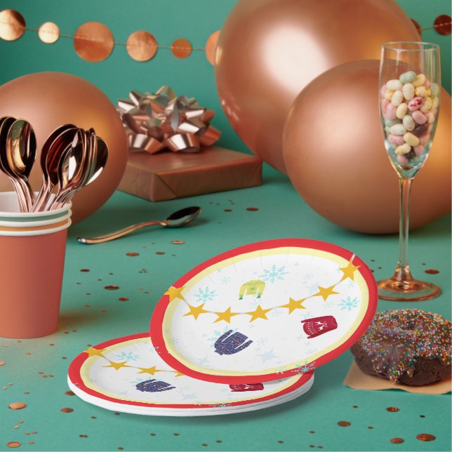 Assiettes En Carton Retro Holiday Fête de Noël laide (Multi)