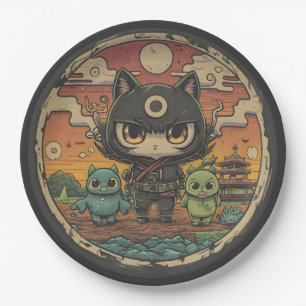Assiettes En Carton Retro Island Pals : équipage de chat Ninja