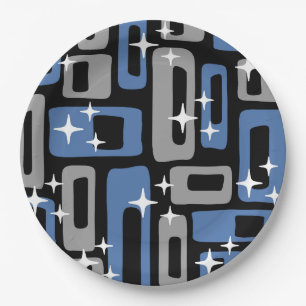 Assiettes En Carton Retro Mid-Century Moderne Abstrait