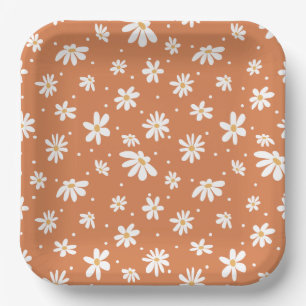 Assiettes En Carton Retro Mod Daisy Hippie Super 60s les années 70 Bur