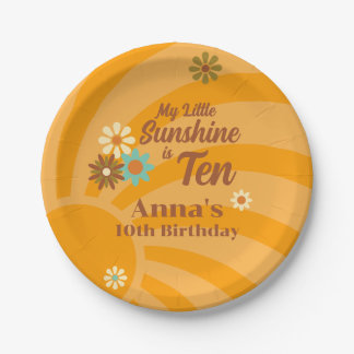 Assiettes En Carton Retro My Little Sunshine marguerite 10e anniversai