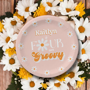 Assiettes En Carton Retro Quatre Filles toujours Super 4e anniversaire