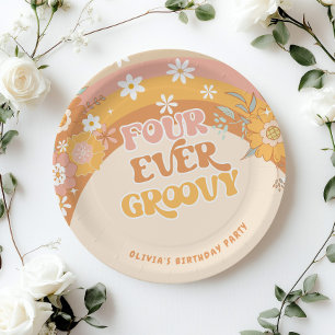 Assiettes En Carton Rétro Quatre jamais super plaque de papier d'anniv