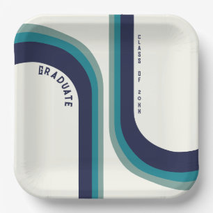 Assiettes En Carton Retro Rainbow Arch Graduation Party