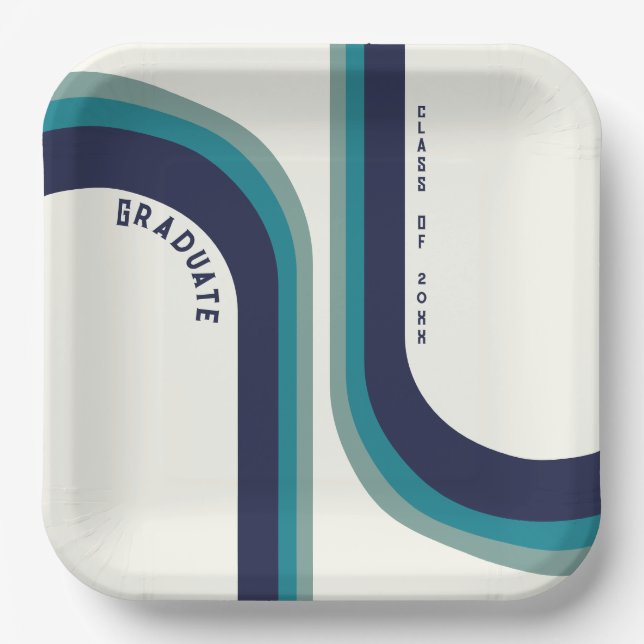 Assiettes En Carton Retro Rainbow Arch Graduation Party (Recto)