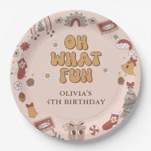 Assiettes En Carton Retro Rainbow Super Noël fête d'anniversaire