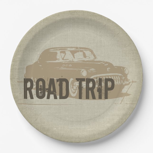 Assiettes En Carton Retro Road Trip (Devant)