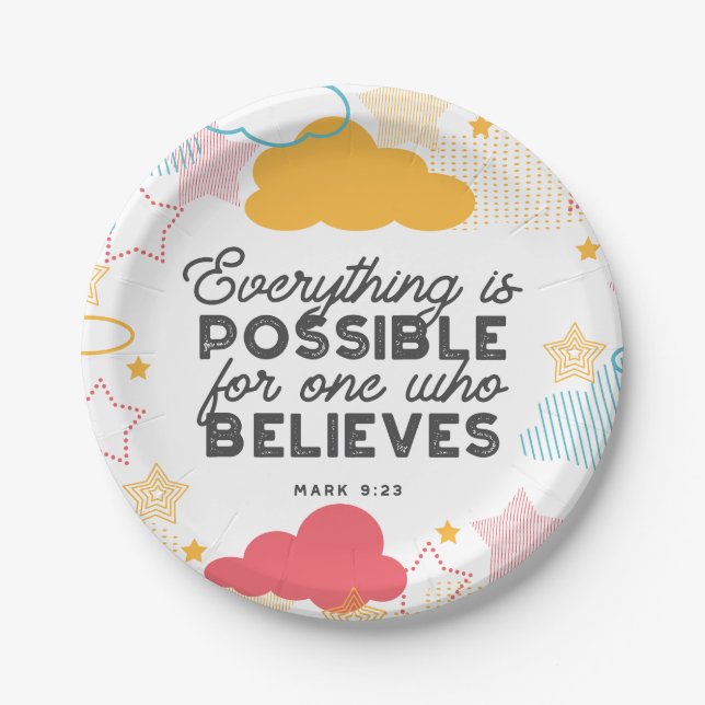 Assiettes En Carton Retro Starry Sky Art Motif avec Bible Verse (Devant)