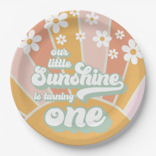Assiettes En Carton Retro Sunshine marguerite boho floral premier anni
