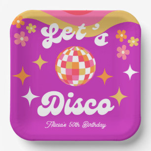 Assiettes En Carton Retro Super les années 70 Let's Disco Anniversaire