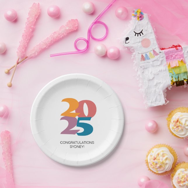 Assiettes En Carton Retro Vibes Graduation Party (Fête)