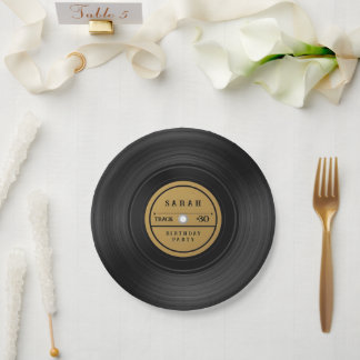 Assiettes En Carton Retro Vinyl Record Birthday