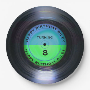 Assiettes En Carton Retro Vinyl Record personnalisé fête d'anniversair