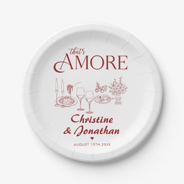 Assiettes En Carton Retro Whimsical Italien Dîner de répétition (Devant)