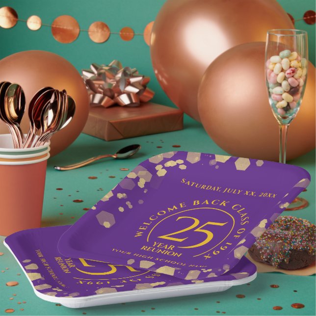 Assiettes En Carton Réunion de classe de l'école supérieure Purple & G (Multi)
