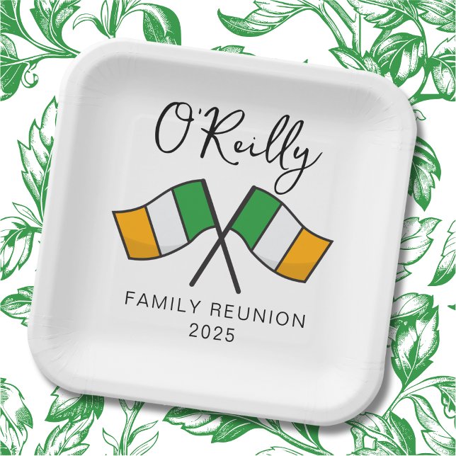 Assiettes En Carton Réunion de famille du drapeau d'Irlande  (Créateur téléchargé)