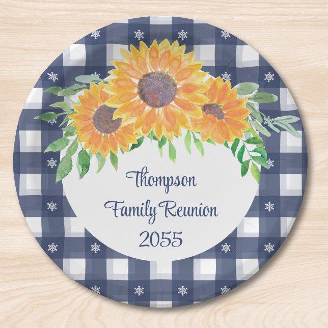 Assiettes En Carton Réunion personnalisée sur la famille de tournesols (Créateur téléchargé)