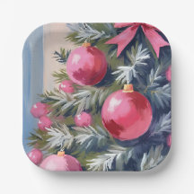 Rêvant d'un Noël rose | Joyeux aquarelle