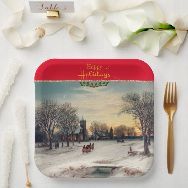 Assiettes En Carton Réveillon de Noël, art, (Mariage)