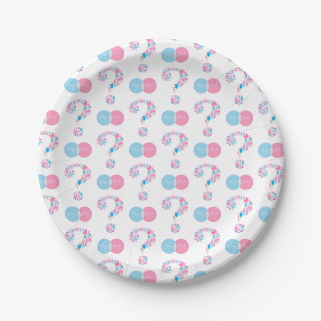 Assiettes En Carton Révélation de genre de garçon ou de fille (Devant)