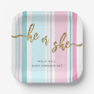 Assiettes En Carton Révélation de genre rose et bleu