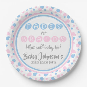 Assiettes En Carton Révélation du genre du bébé - Pailles ou tresses