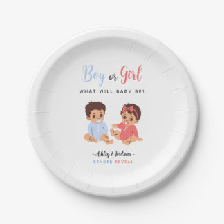 Assiettes En Carton Révélation du sexe du bébé garçon ou fille en bleu