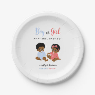 Assiettes En Carton Révélation du sexe du bébé noir bleu et rose