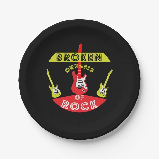 Assiettes En Carton Rêves de rock guitare électrique | Rock | Bain de  (Devant)