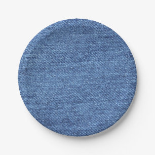 Assiettes En Carton Revêtement bleu blanc Denim - Regarder l'image